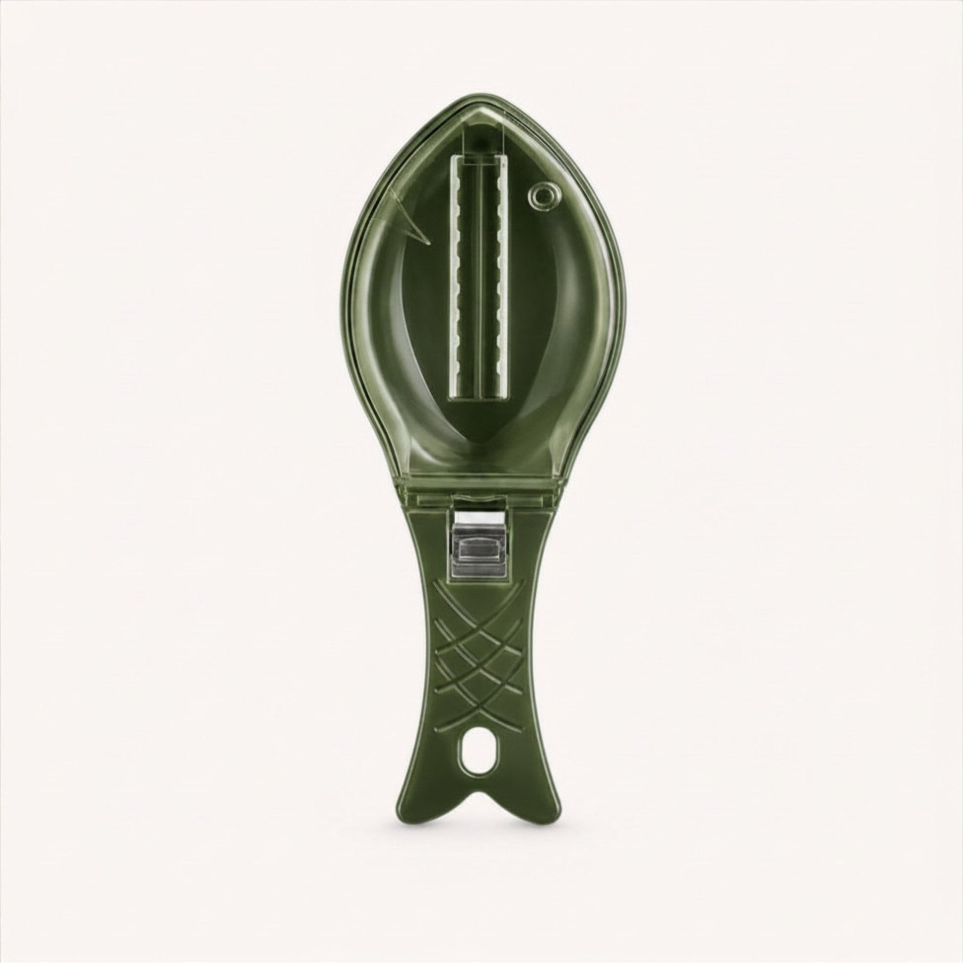 ScaleSwift Pro fish scaler in Forest Green — built-in ScaleLock Guard traps scales inside the tool for mess-free fish cleaning