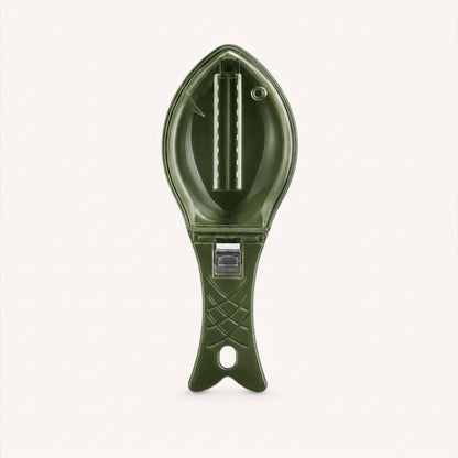 ScaleSwift Pro fish scaler in Forest Green — built-in ScaleLock Guard traps scales inside the tool for mess-free fish cleaning