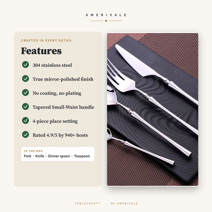 TableCrest stainless steel flatware set elegant table setting for dinner party