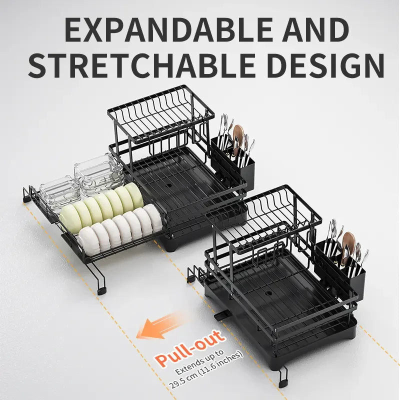DrainMate™ | Adjustable Over-Sink Dish Rack