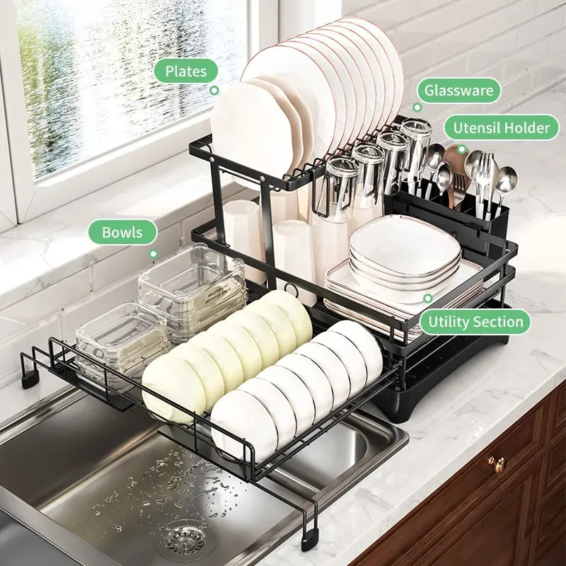 DrainMate™ | Adjustable Over-Sink Dish Rack