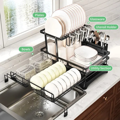 DrainMate™ | Adjustable Over-Sink Dish Rack