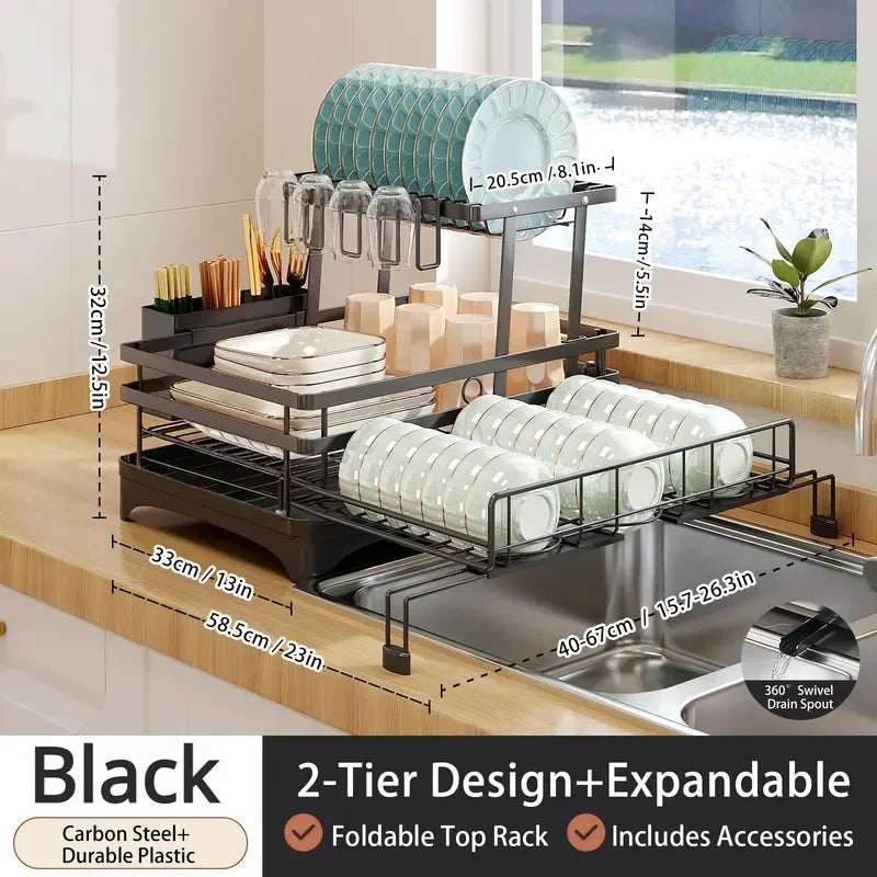 DrainMate™ | Adjustable Over-Sink Dish Rack