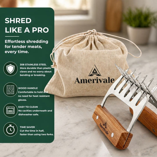 Amerivale BBQ Meat Claws stainless steel shredders for pulled meat and roasts