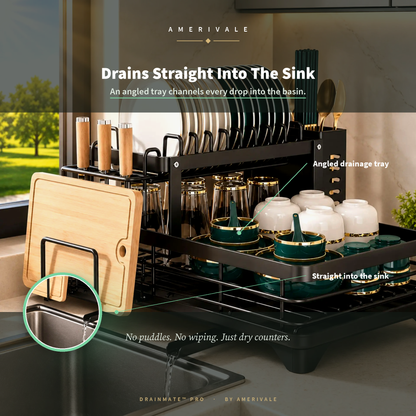Amerivale DrainMate Pro positioned to direct draining water toward the sink