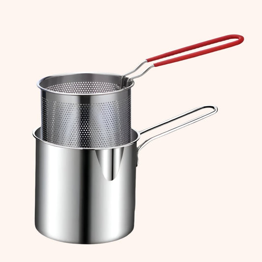 Amerivale Fry King stainless steel 4-in-1 oil filter pot and deep fryer with thermometer and lid