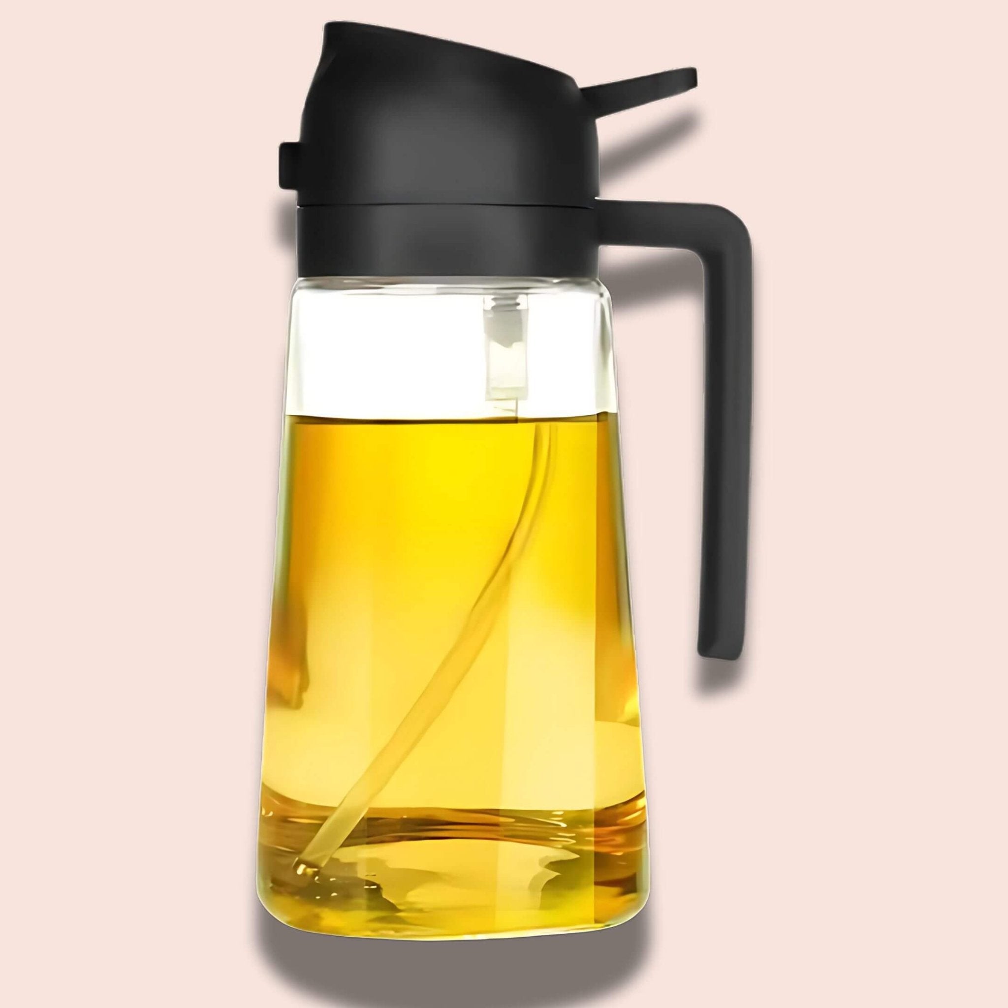 DripLock oil dispenser spray bottle with precision nozzle for air fryer cooking