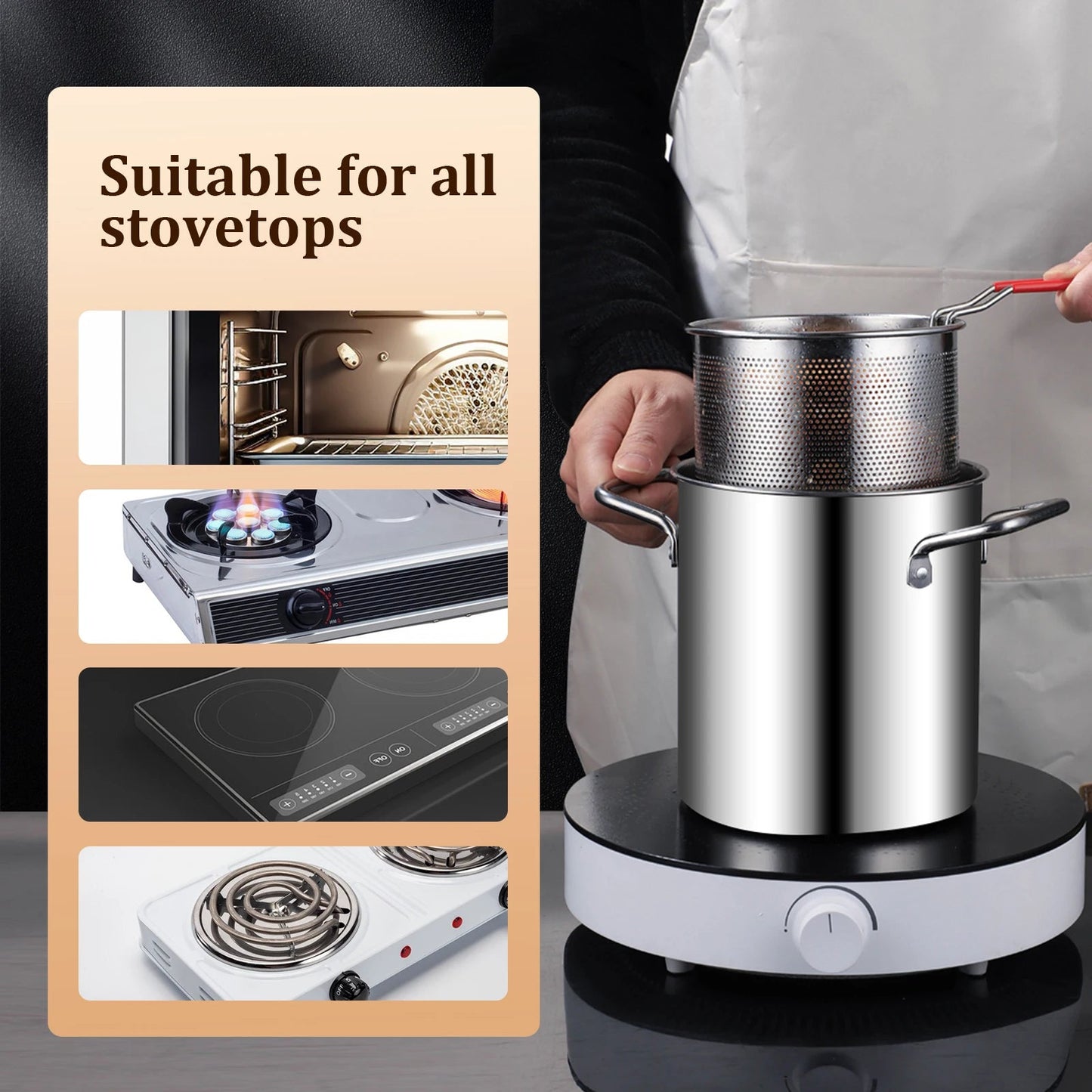 Stainless Steel Fry Pot - amerivale