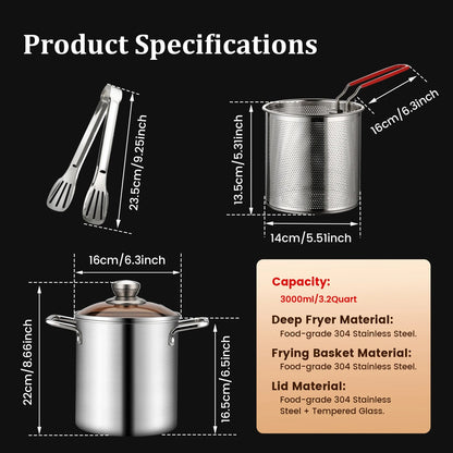 Stainless Steel Fry Pot - amerivale